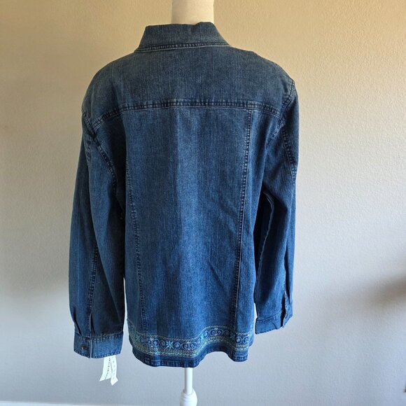 NEW Alfred Dunner Jean Jacket Blue Denim Embroidered Stretch Ramie Plus Size 18 - Picture 6 of 11